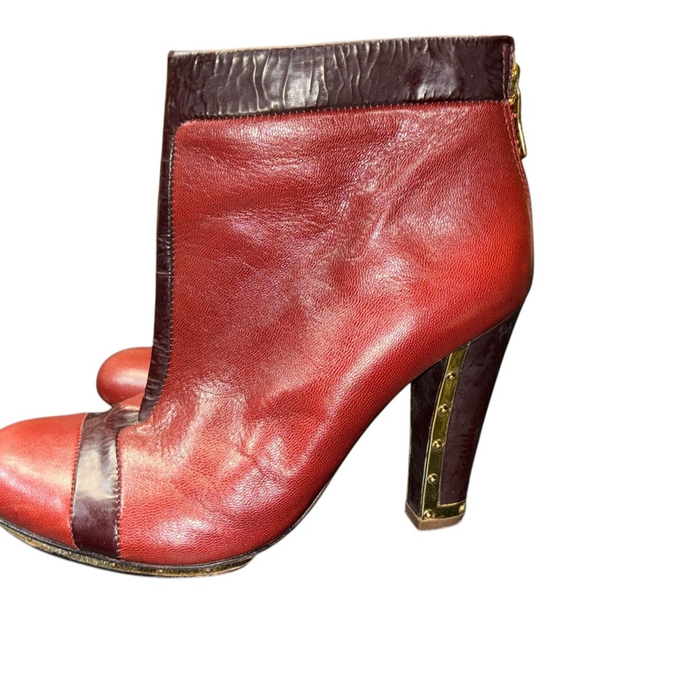 Elegant Red and Brown Women's High Heel Boots
